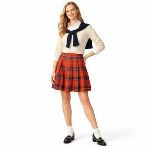 Vtg KATE ALLEN Petites Y2K Pleated Mini Skirt Sz 15/16 Tartan Plaid Schoolgirl